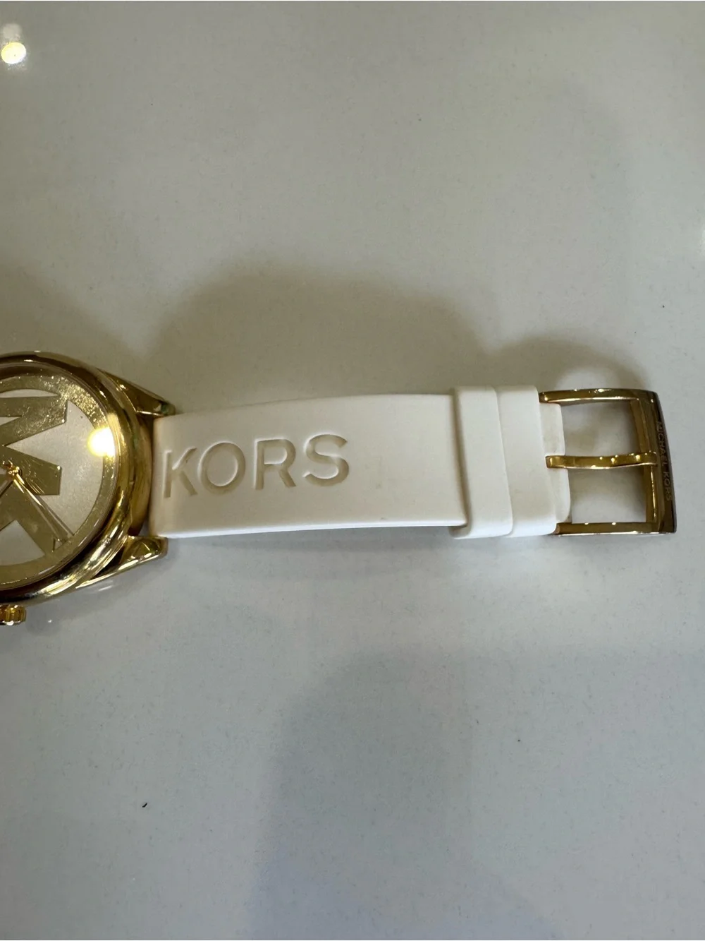 Michael Kors Janelle women’s watch 3 hand with white rubber strap